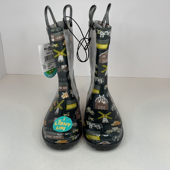 New Western Chief Toddler Boy's Tractor Barn Lighted PVC Grey Boot Size 12 - Picture 2 of 9